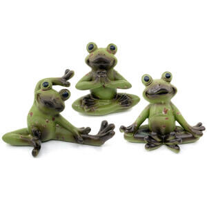 Yoga Frog Set of 3 - Zen Indoor Outdoor Garden Shelf Figurines - Home Decor